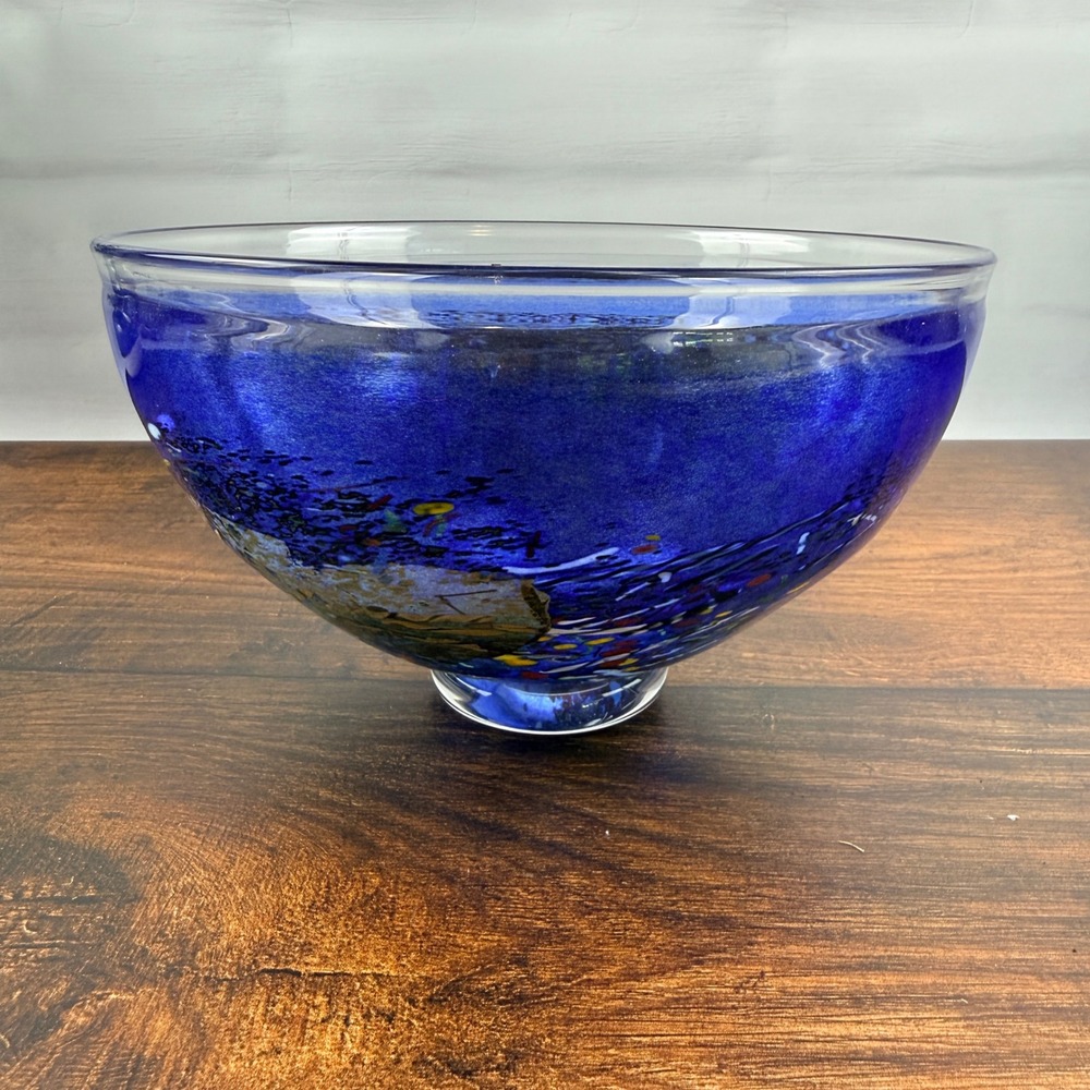 Kosta Boda Satellite Art Glass Bowl Bertil Vallien Blue Artist's Choice Sweden